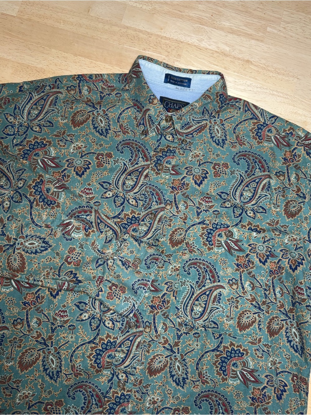 Vintage 90s Chaps Ralph Lauren Paisley Button Down Shirt Green Red Mens Large